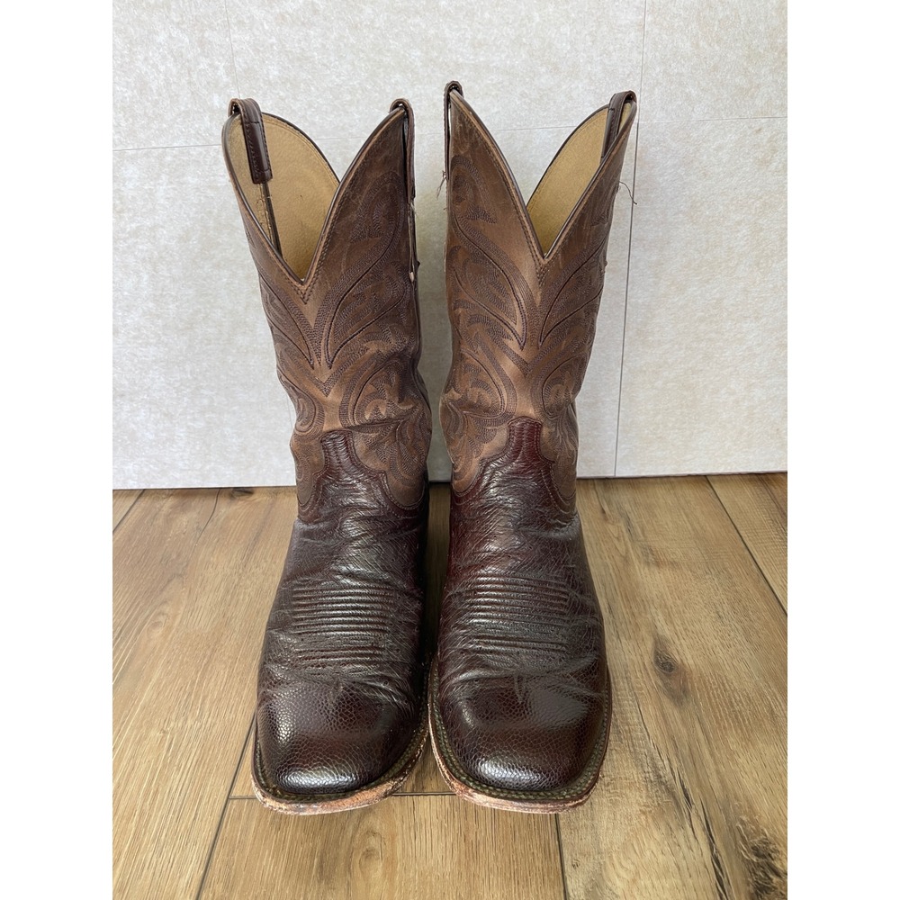Lucchese Bootmaker Mens Ostrich Leather Western Cowboy Boots 10.5 2E Wide CL1014